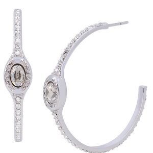 Coach Swarovski crystal signature logo pave hoop earrings